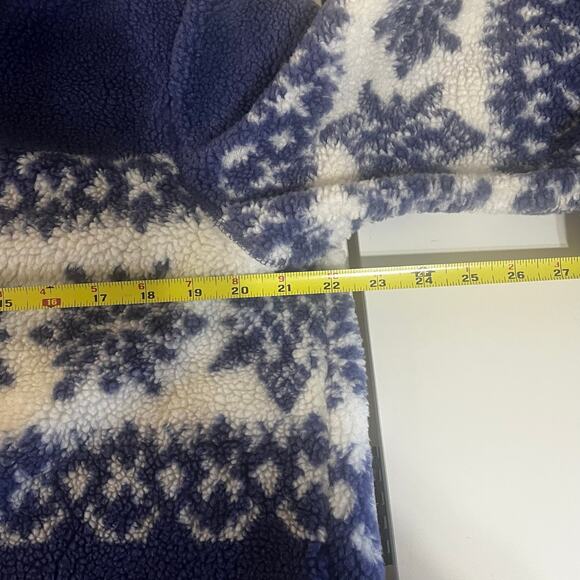 St. John’s Bay blue button up jacket with white snowflakes and reindeer - Picture 6 of 7